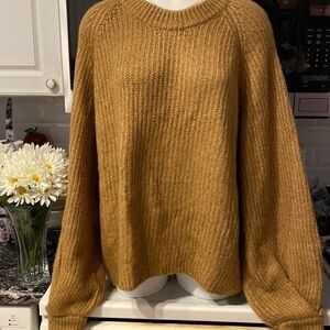 a womens Scoop casual solid gold balloon sleeve regular size pullover sweater XL